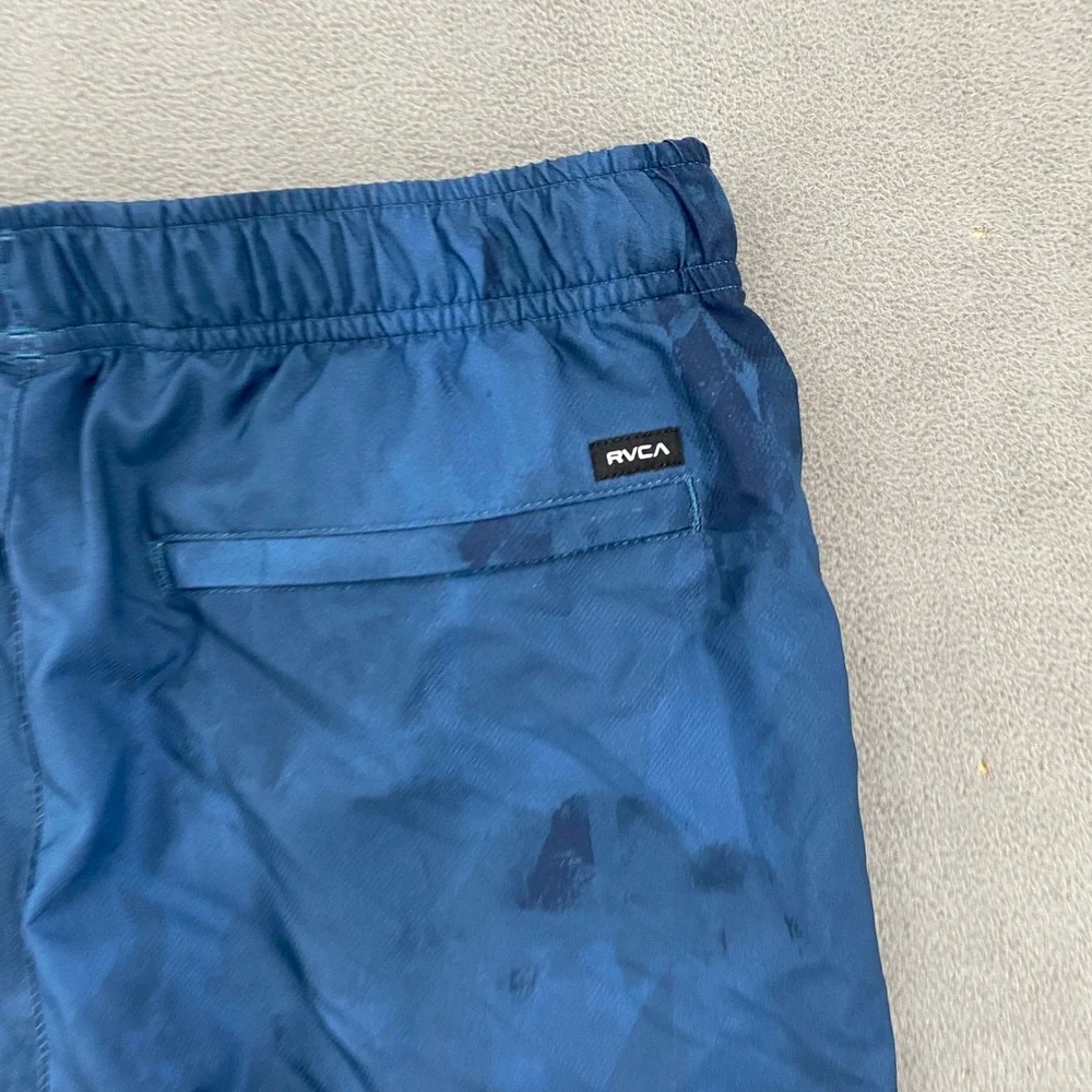 RVCA Mens Yogger Training Shorts Blue Camo Athletic Gym Running Size Small 7in